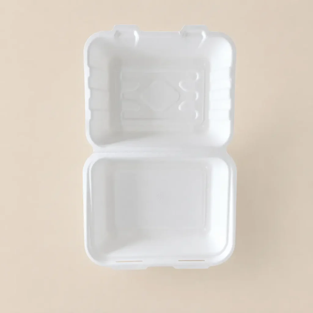 7.5 x 6-inch molded pulp clamshell