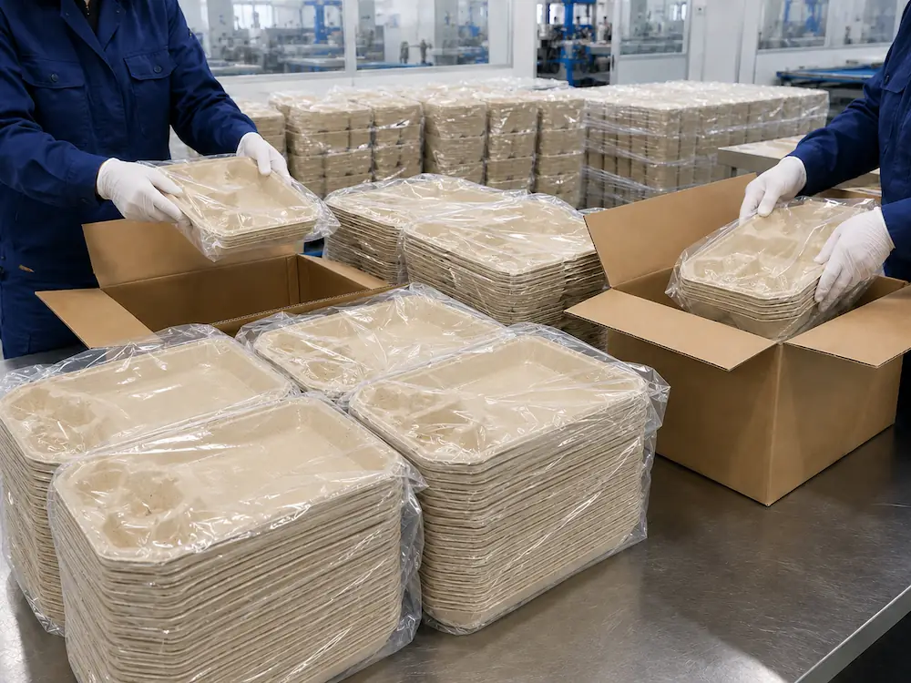 2-cup pulp carrier with food tray packed in export cartons