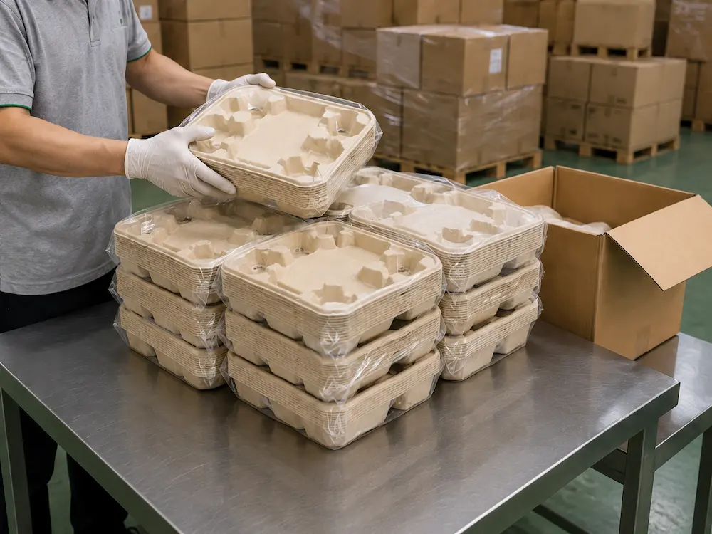 4-cup pulp carrier with food tray packed in export cartons