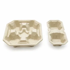 Comparison of 4-cup and 2-cup molded pulp drink carriers