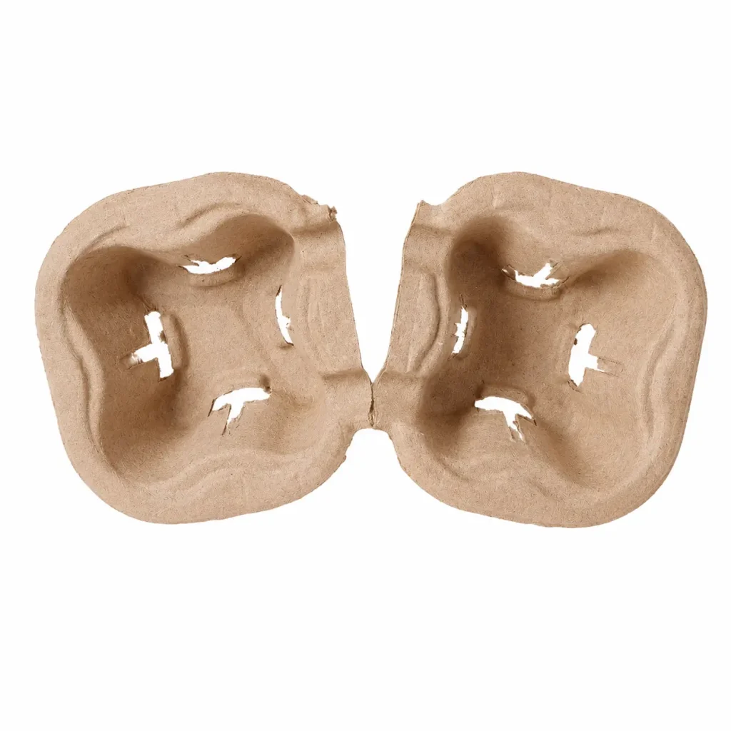 Open view of tearable 2-cup pulp carrier