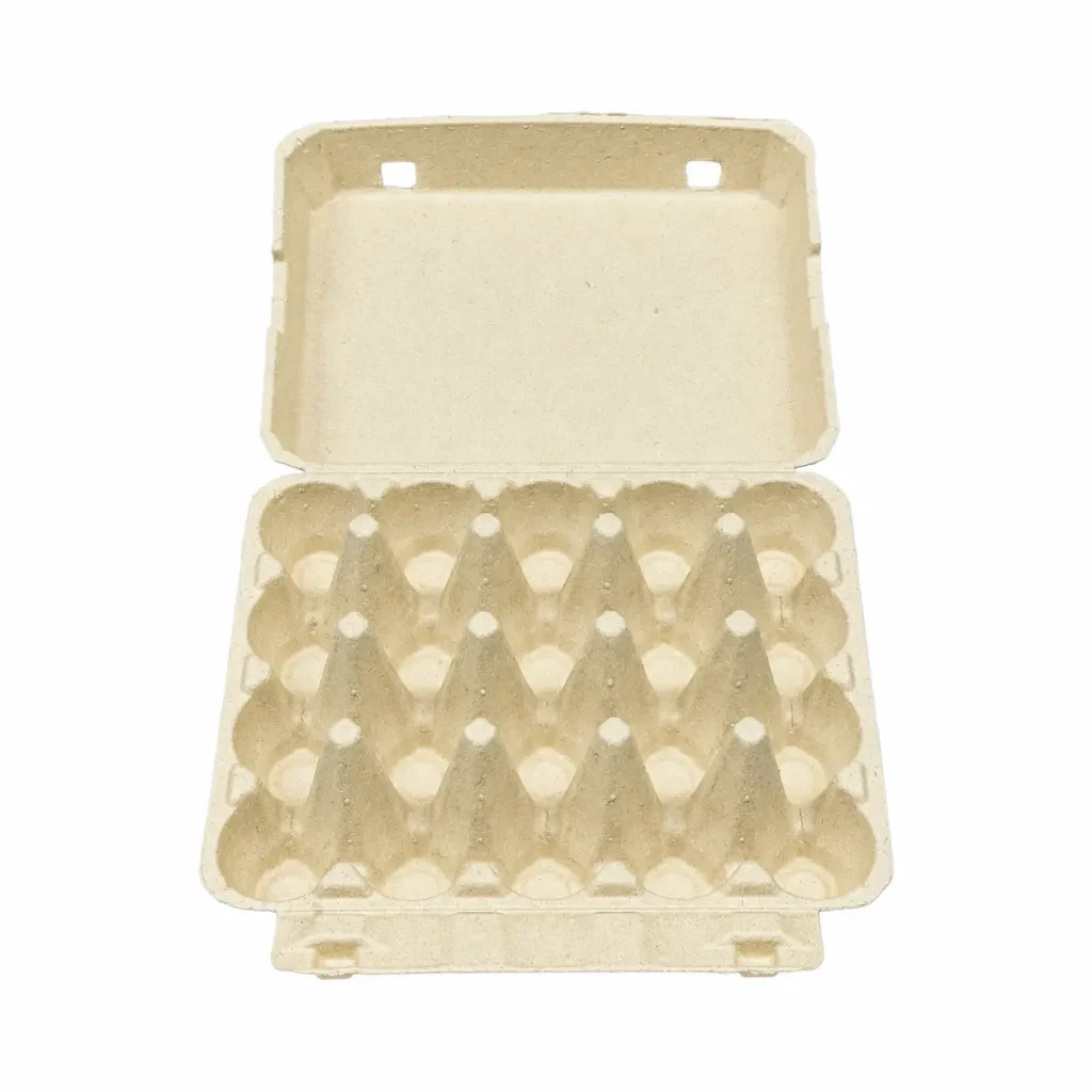 Interior structure of 20-count molded pulp egg carton