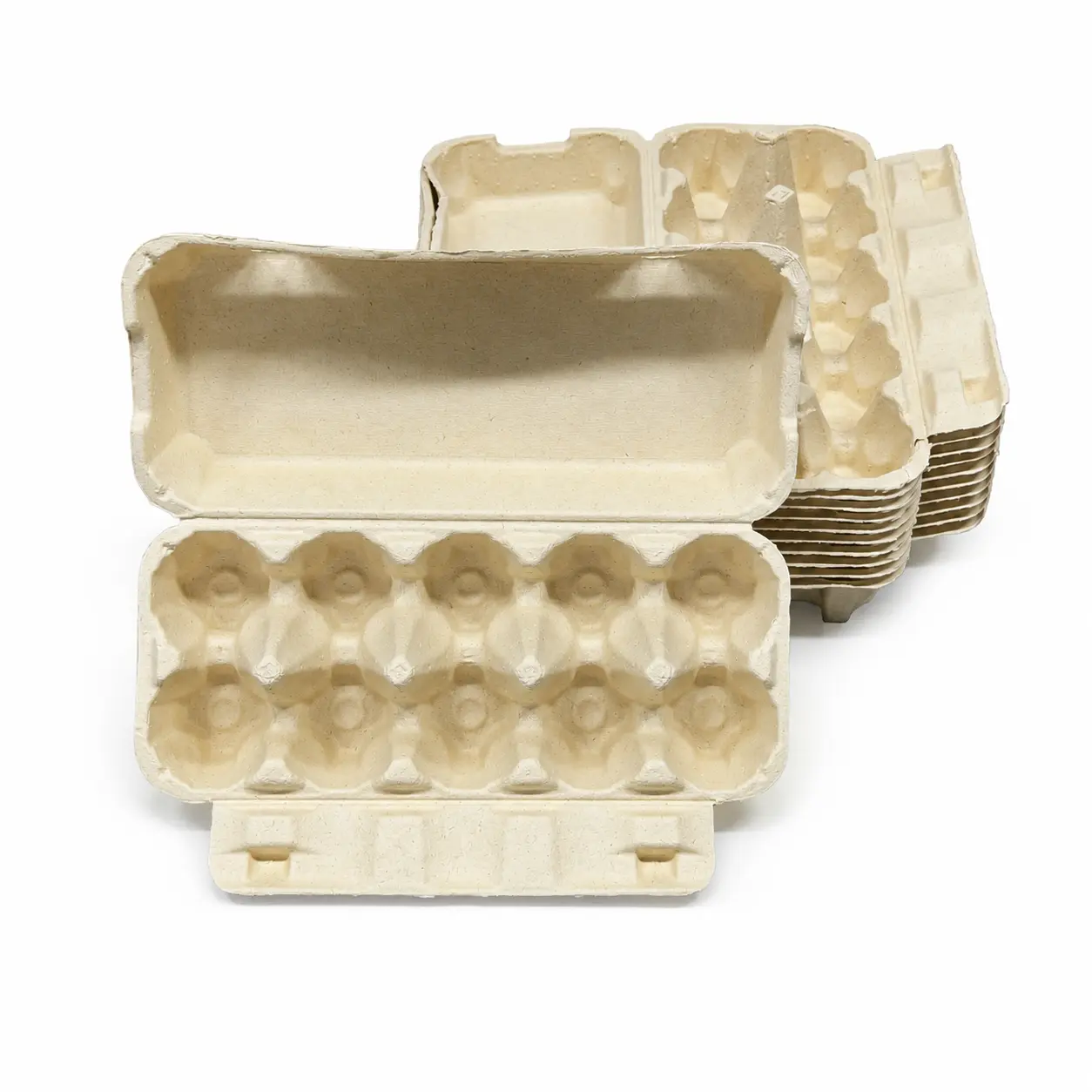 10-Count Molded Pulp Egg Carton Stacked Display Stacked 10-count molded pulp egg cartons for bulk supply