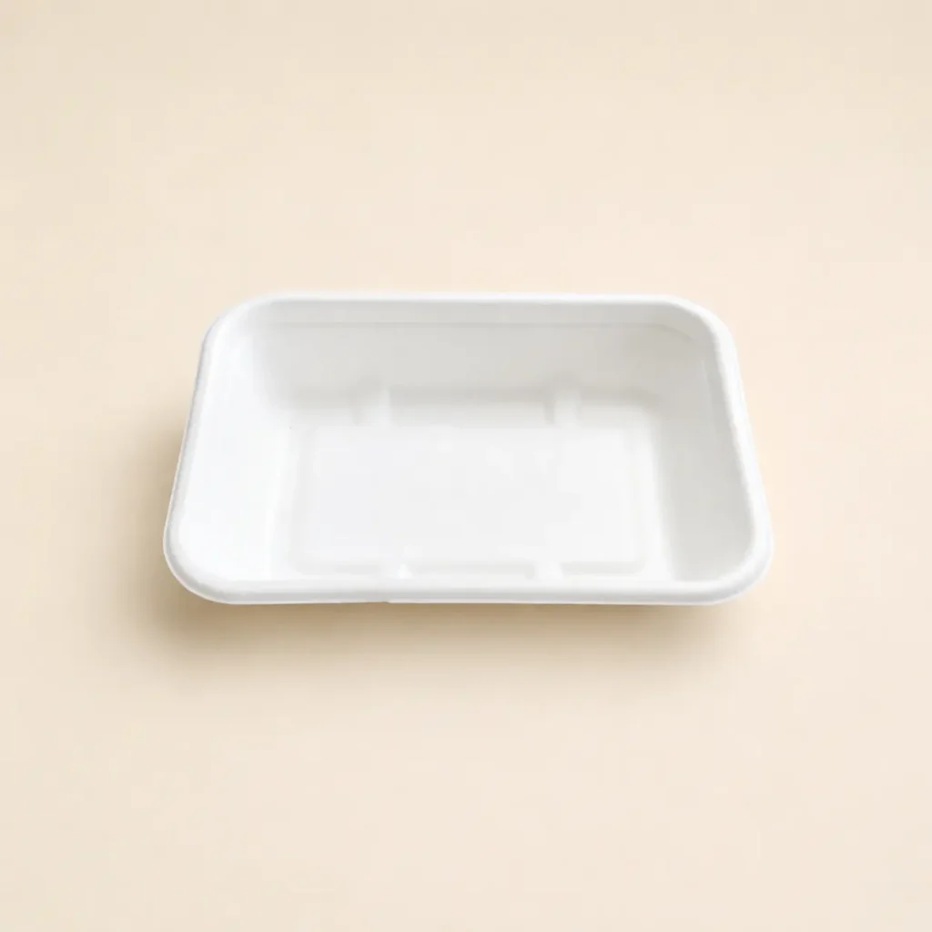 Open top view of 450ml molded pulp rectangular food container