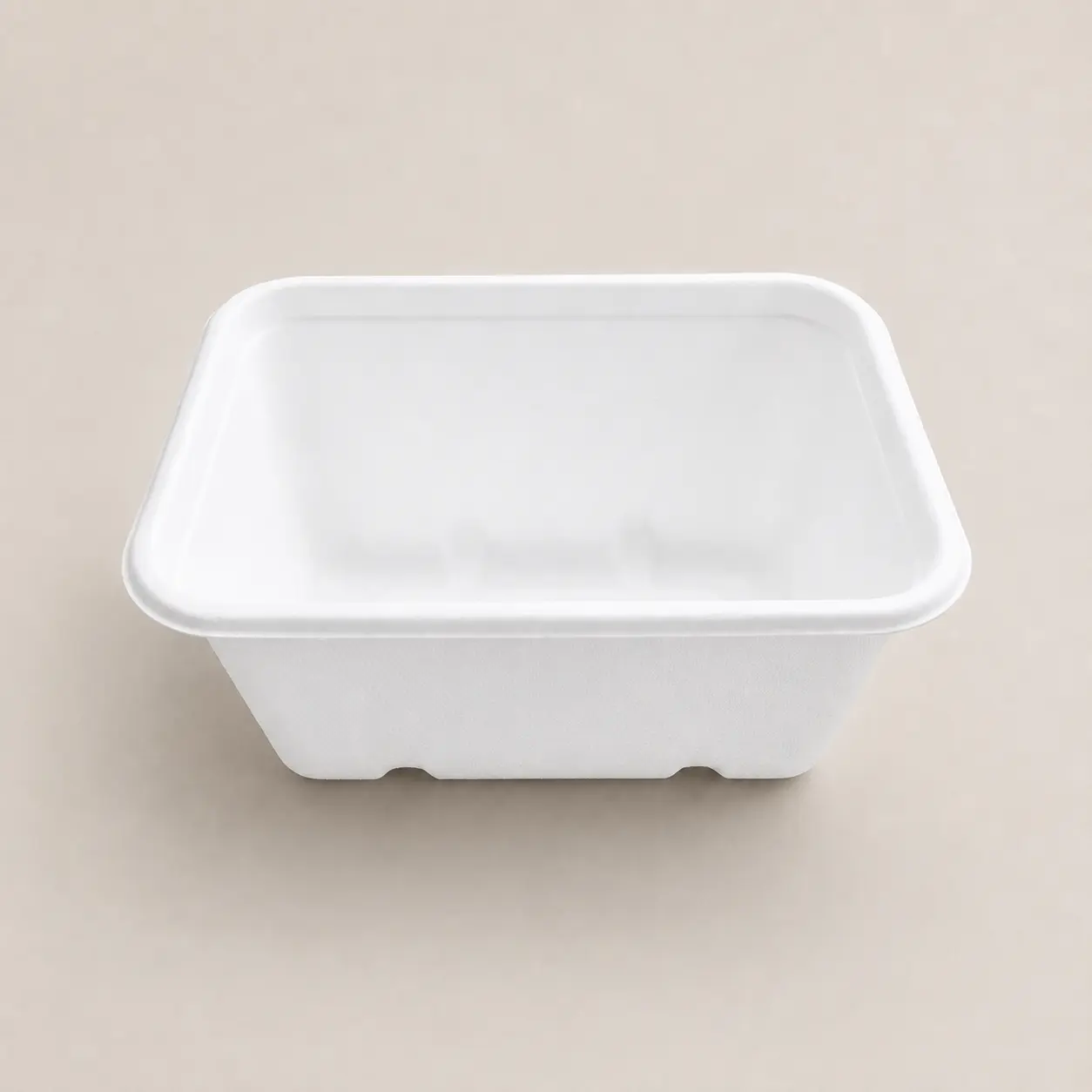 1000ml Molded Pulp Rectangular Food Container Open Front View Open front view of 1000ml molded pulp rectangular food container