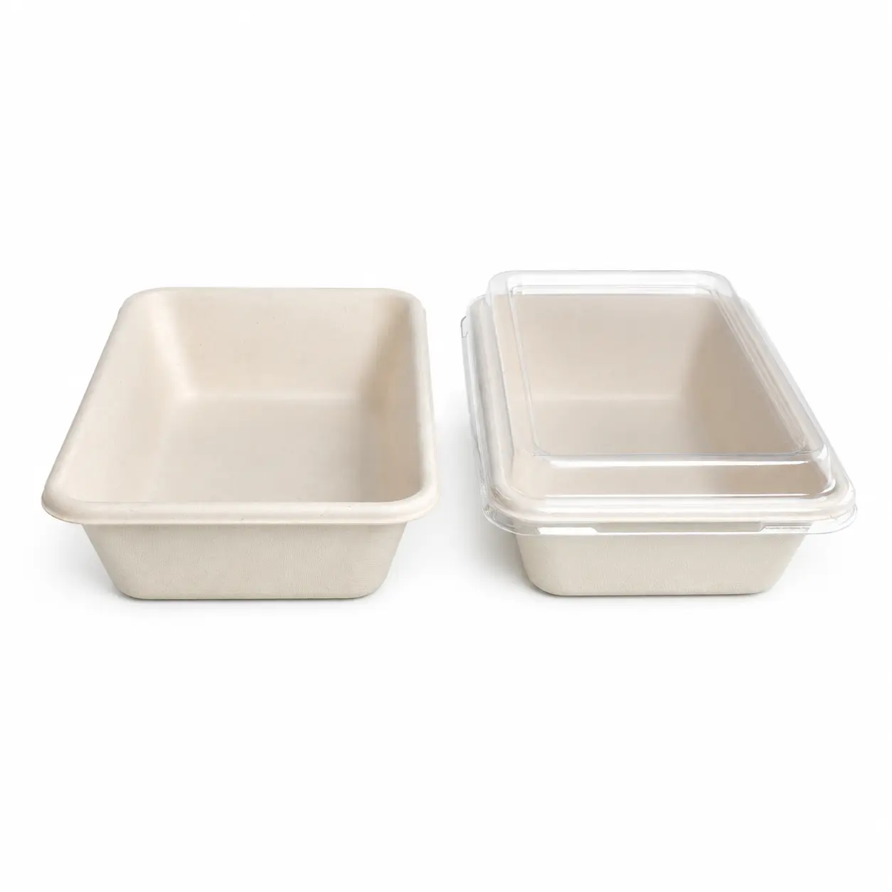 1200ml Molded Pulp Rectangular Food Container with Transparent Lid 1200ml molded pulp rectangular food container