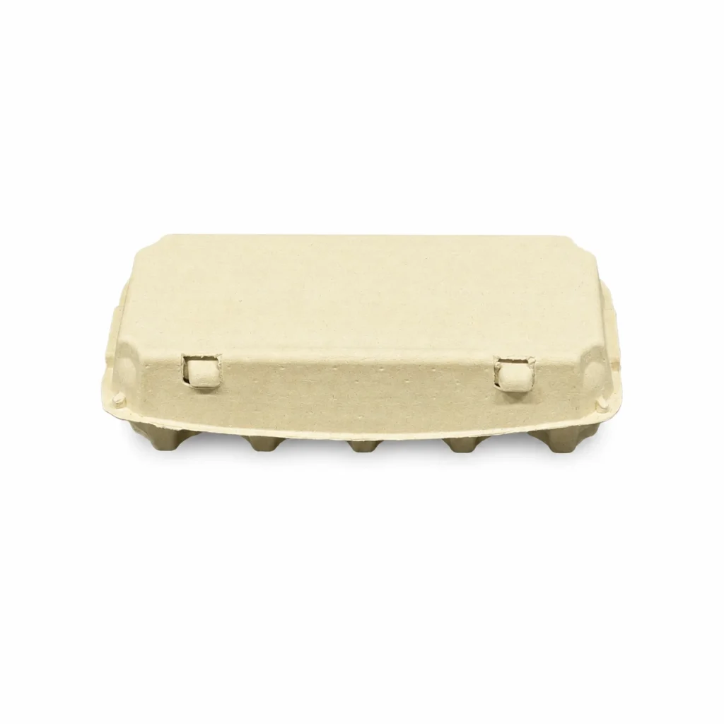 Closed view of 10-count molded pulp egg carton
