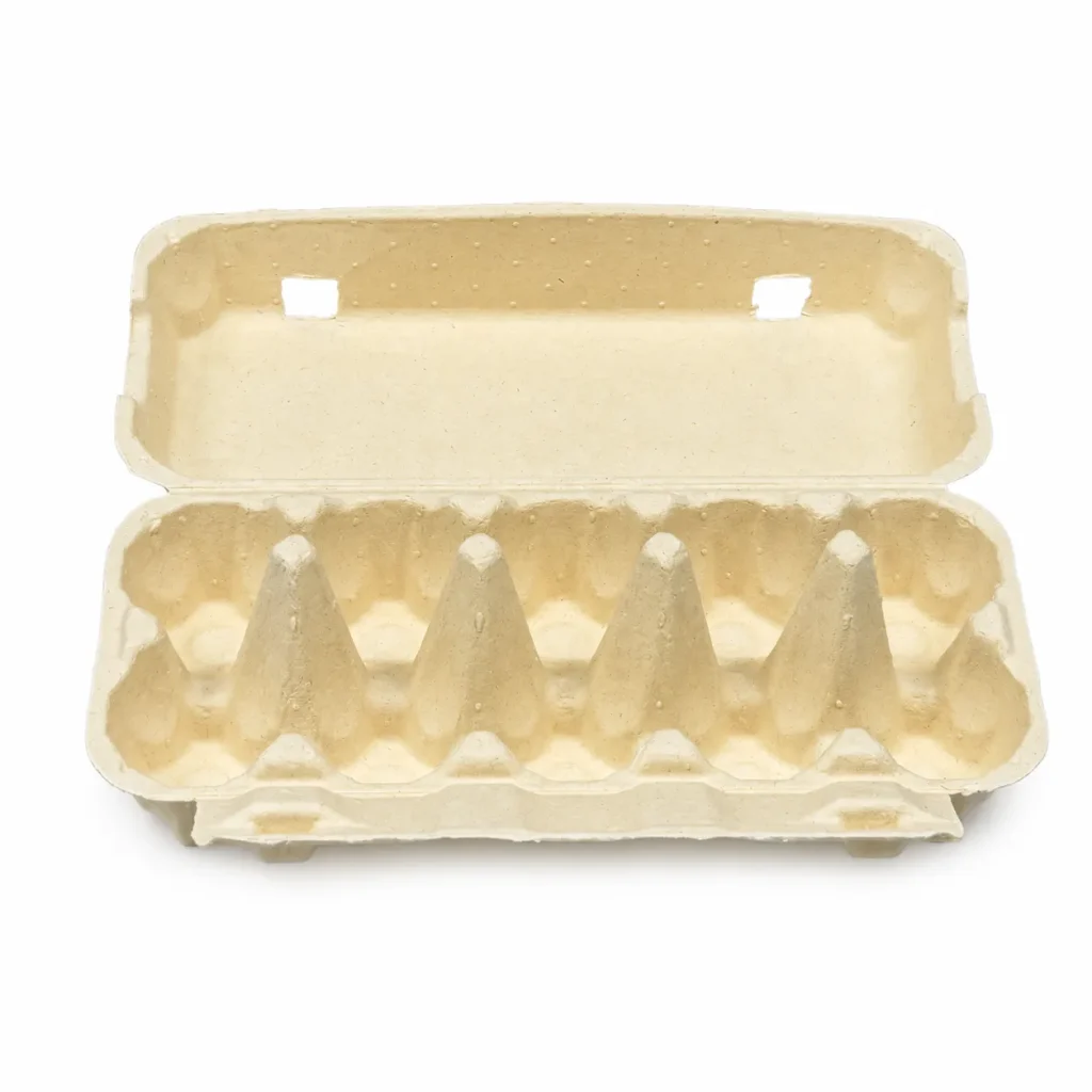 Interior view of 10-count molded pulp egg carton