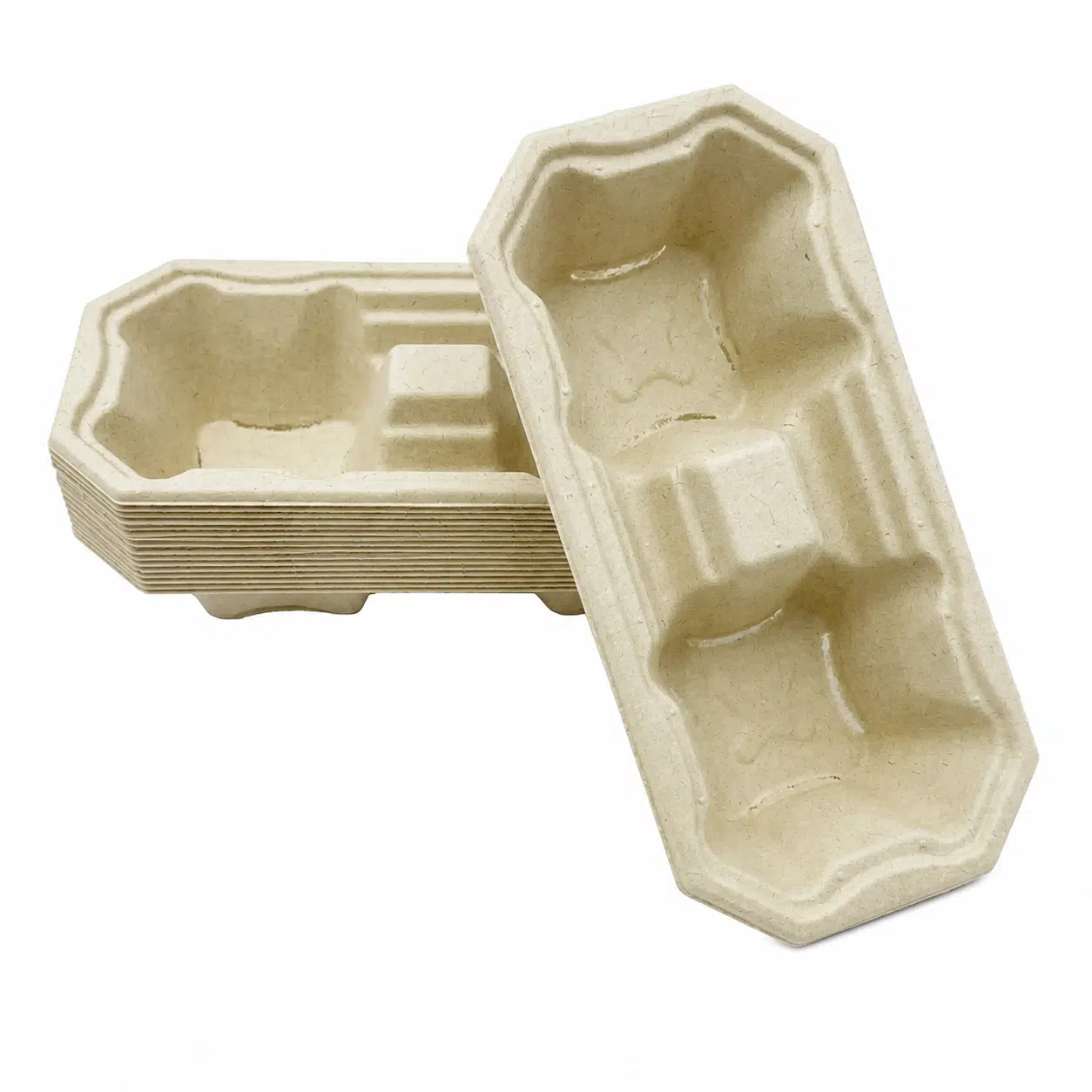 premium-one-piece-2-cup-molded-pulp-drink-carrier-stack Premium one-piece 2-cup molded pulp drink carrier stack