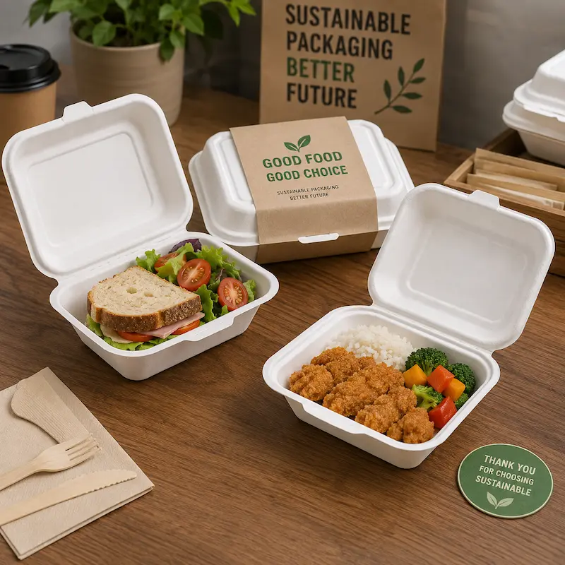 Molded pulp food clamshell containers for prepared meals