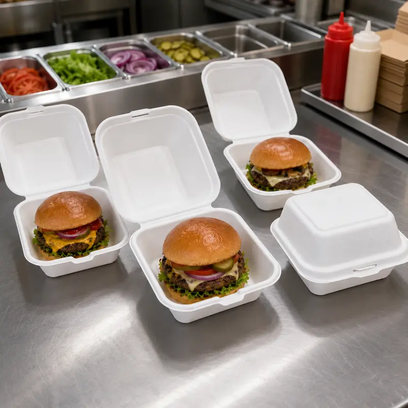Custom molded pulp burger boxes for catering and food brands