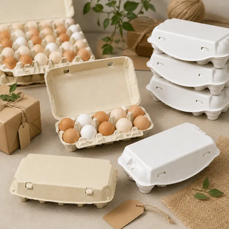 Molded pulp egg cartons for sustainable egg packaging