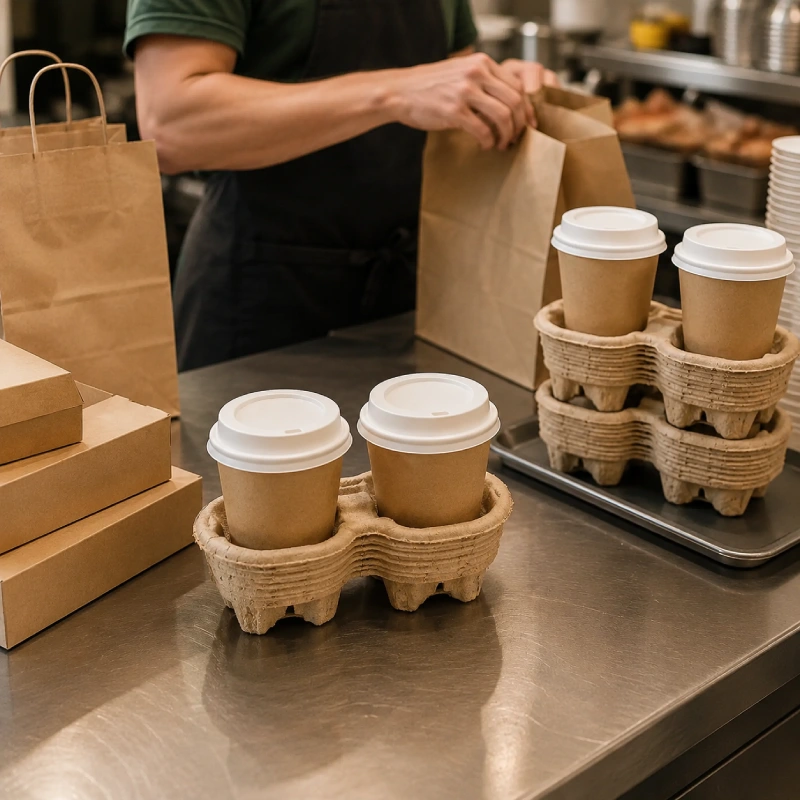 Wholesale molded pulp drink carriers for beverage distributors