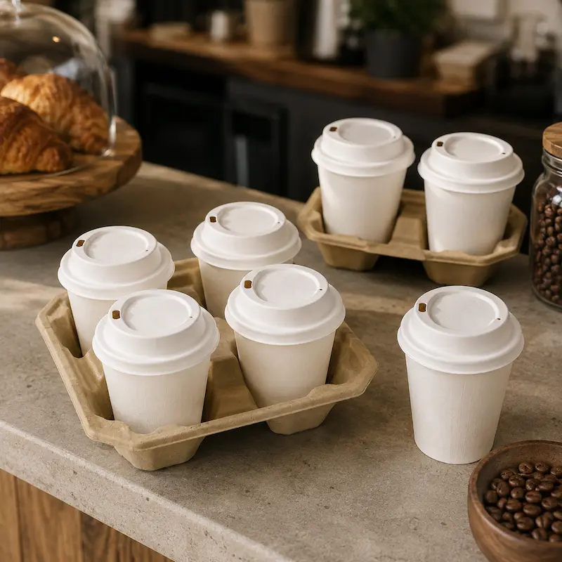 Molded fiber cups for coffee tea and cold beverage service