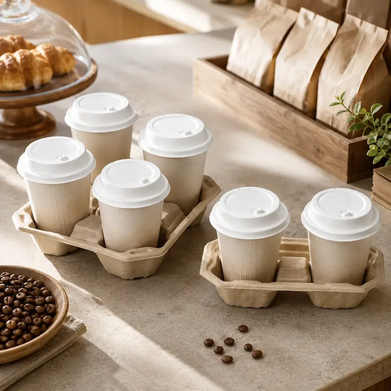 Small molded fiber portion cups for desserts sauces and food sampling