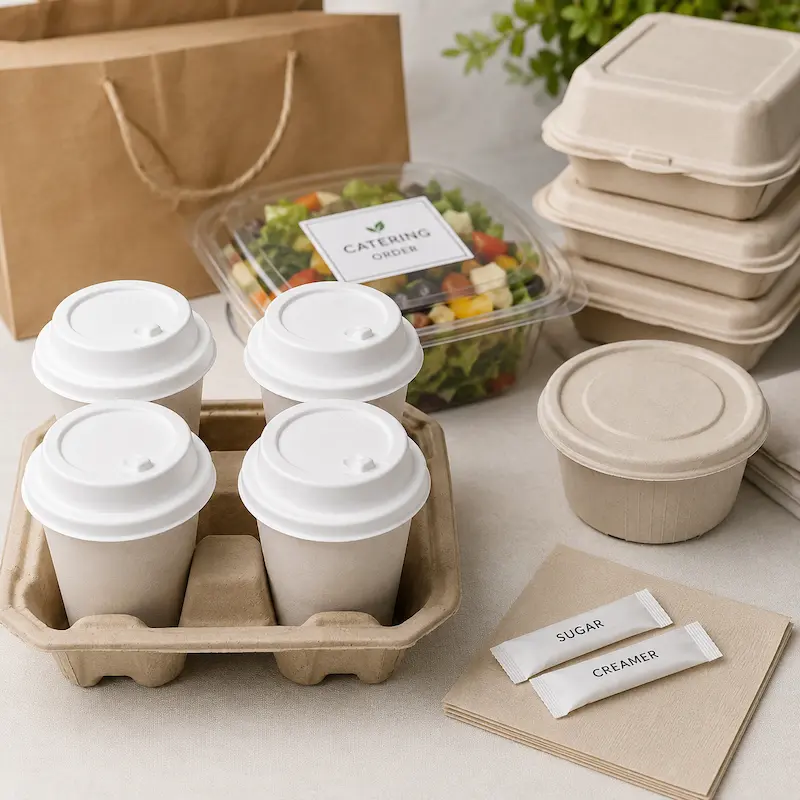 Molded fiber cups for takeaway and quick service foodservice operations