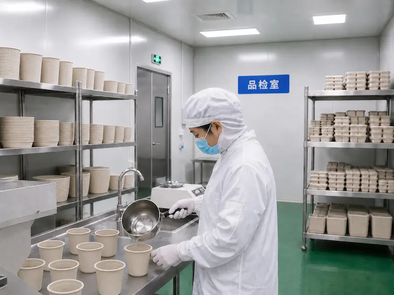 Quality inspection during molded fiber food packaging production