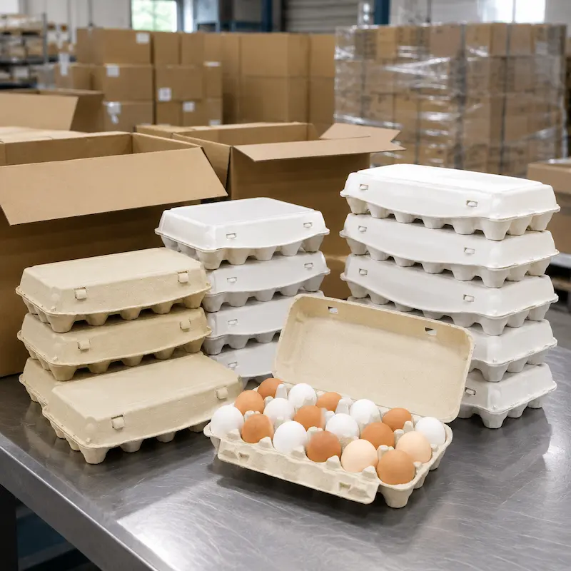 Molded pulp egg cartons for egg farms and producers