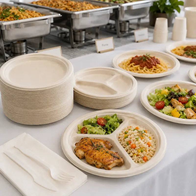 Molded pulp packaging for food delivery and takeaway services