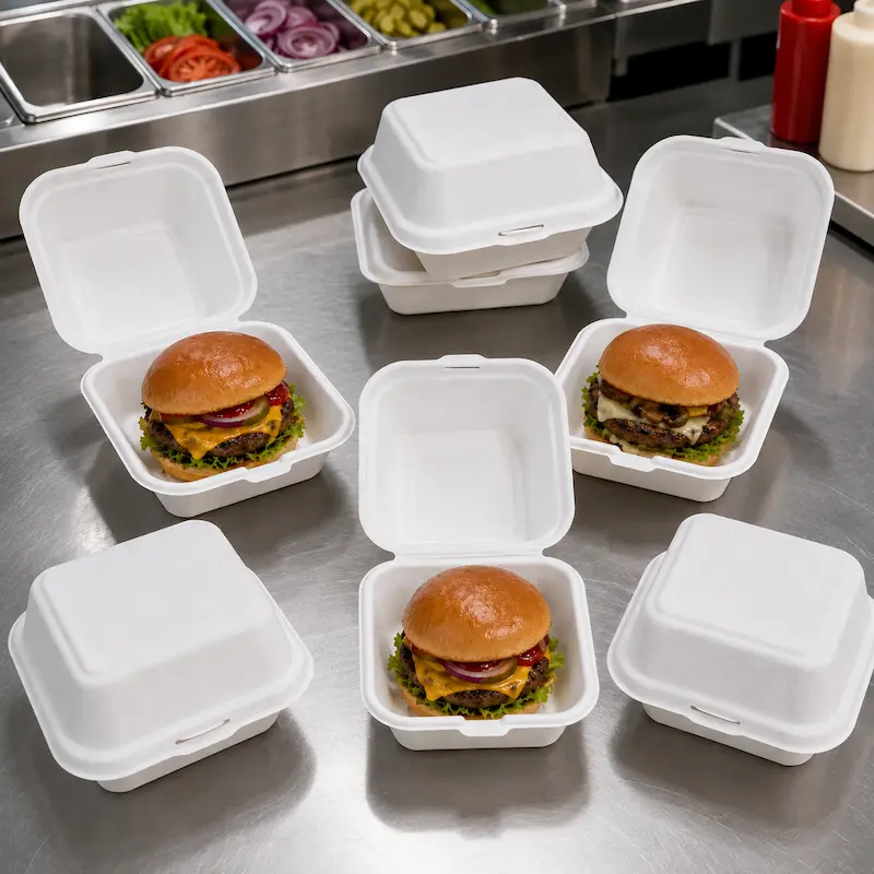 Compostable burger boxes for fast food chains and QSR brands