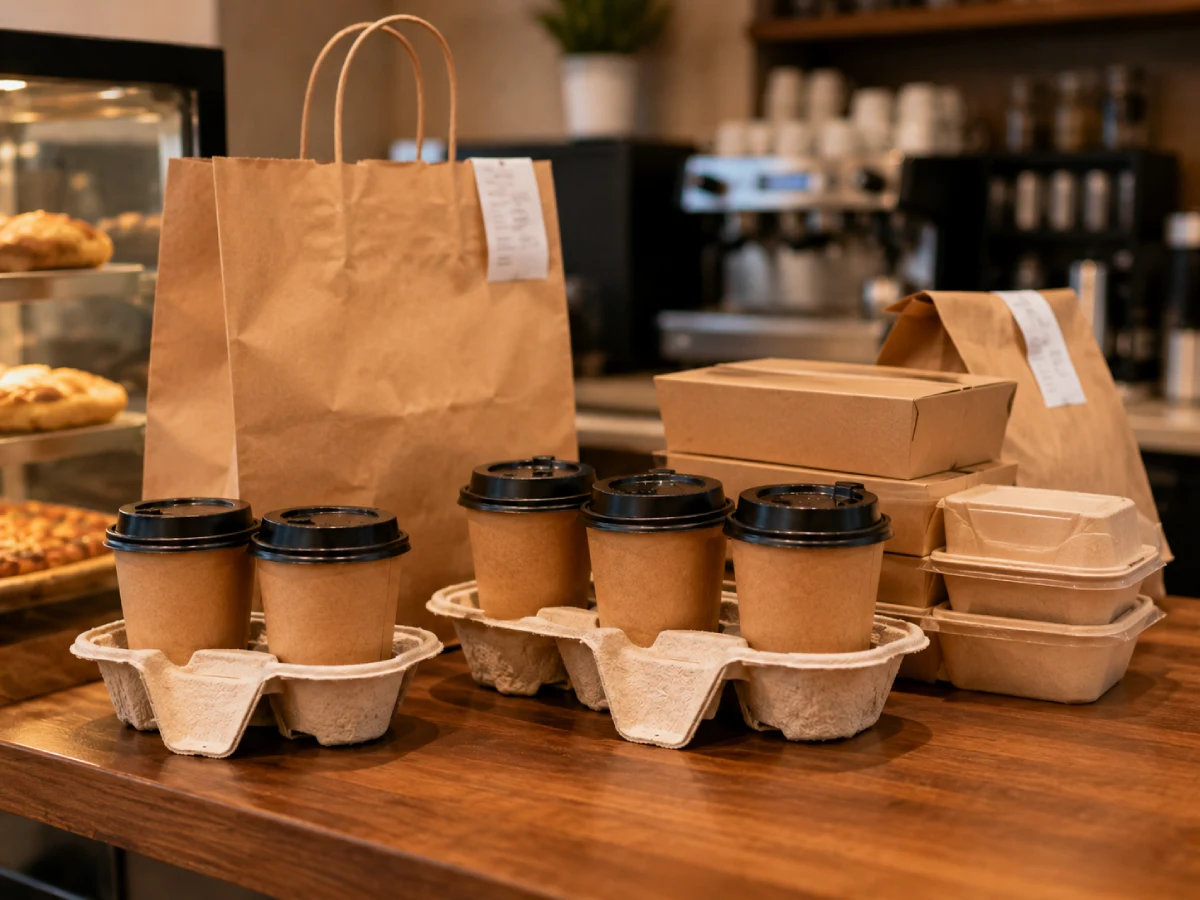 Molded pulp drink carriers for restaurants and takeaway services