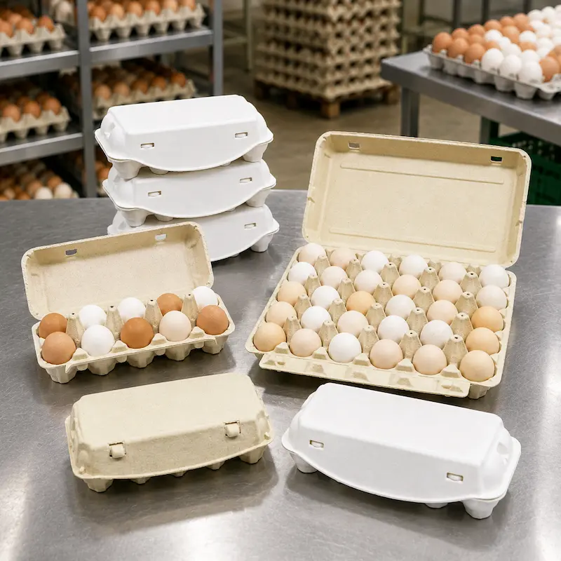 Molded pulp egg cartons for food distribution and wholesale suppliers