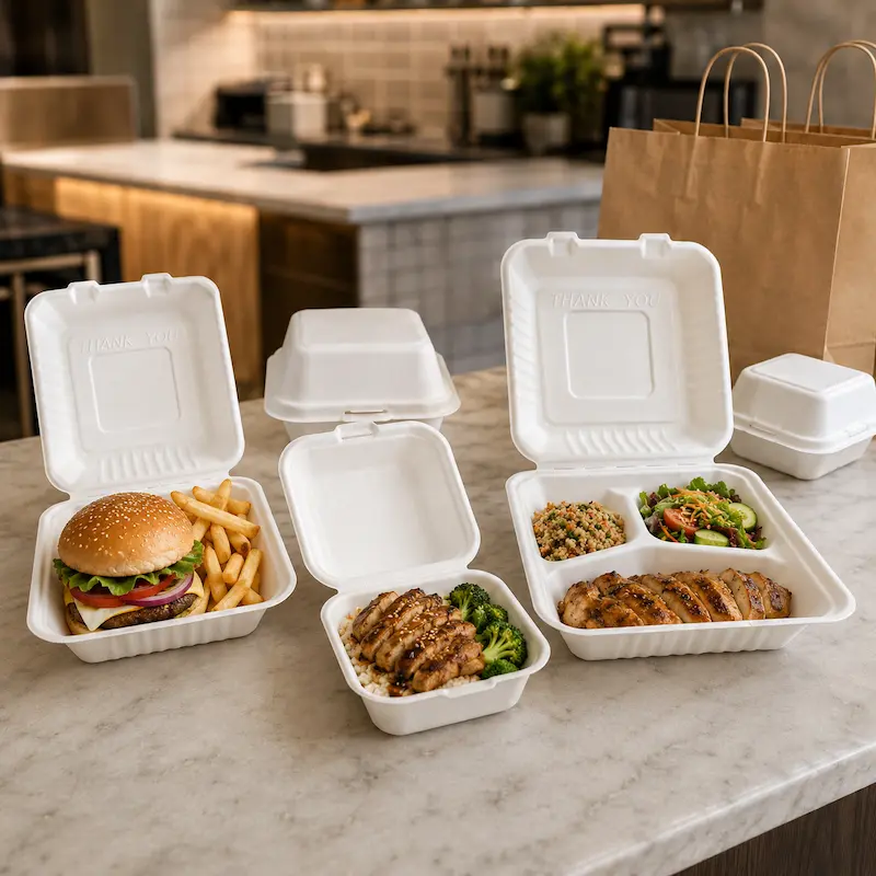 Custom molded pulp food clamshell packaging for food brands