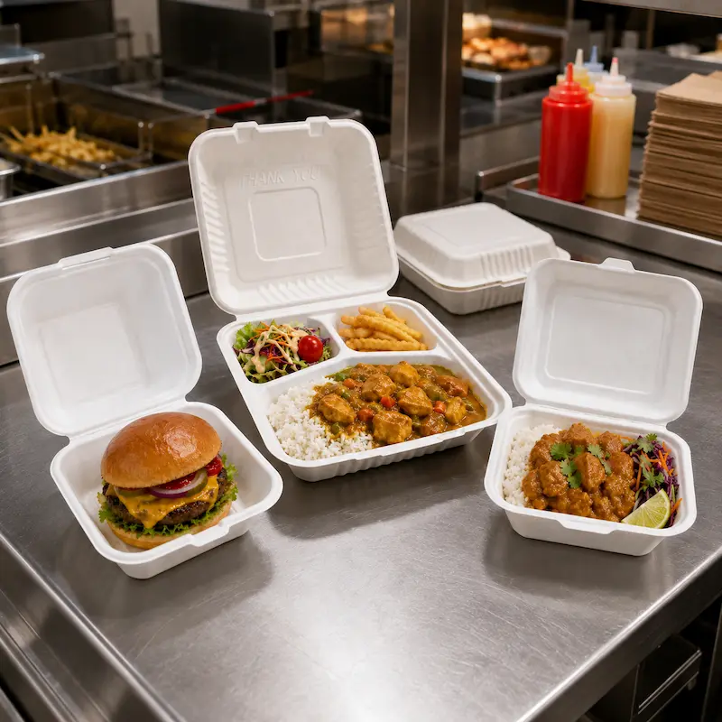 Molded pulp clamshell containers for compostable food packaging