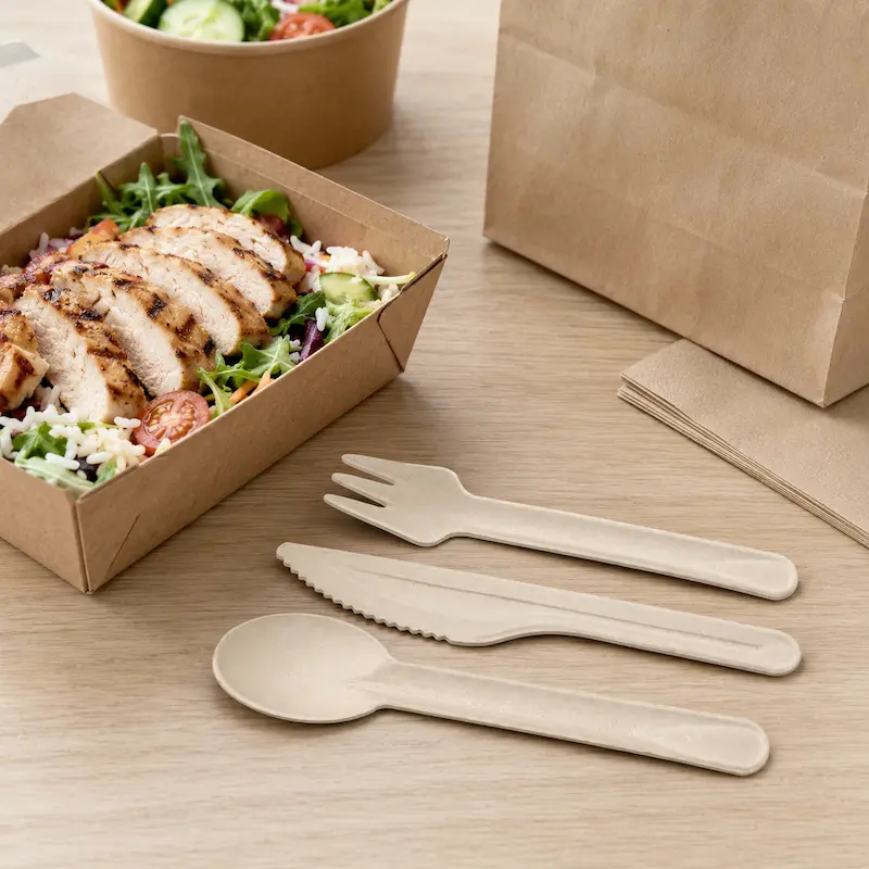 Molded fiber cutlery manufacturer in China for compostable foodservice packaging