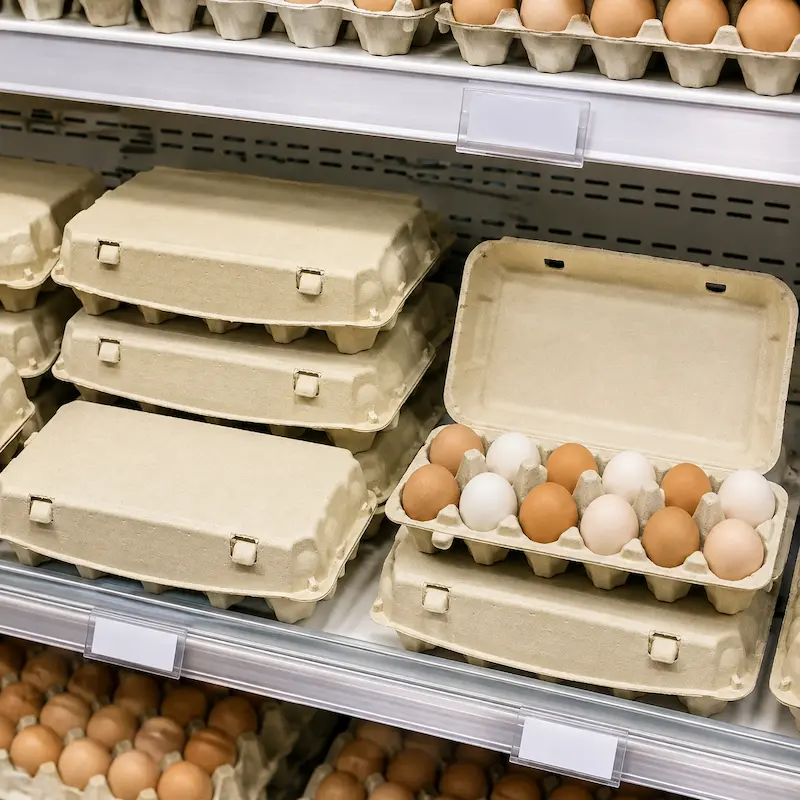 Molded pulp egg cartons for sustainable food brands