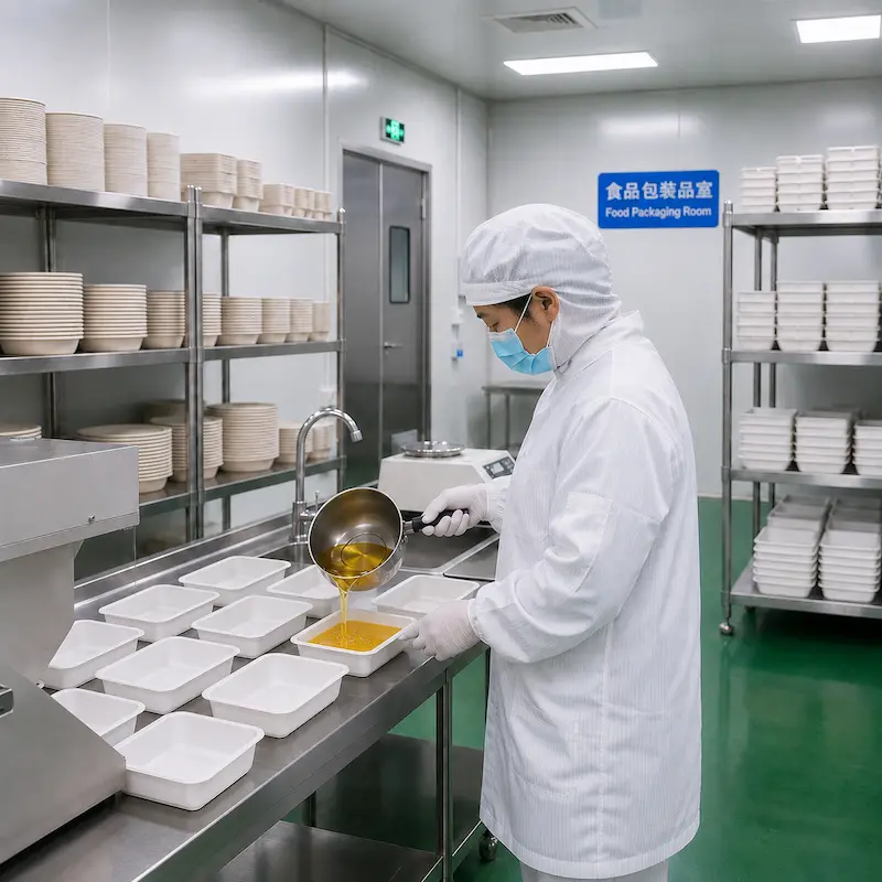 Molded pulp food packaging quality control and manufacturing process