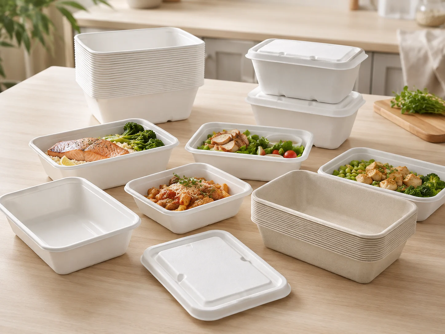 Molded pulp drink carriers for food delivery and catering